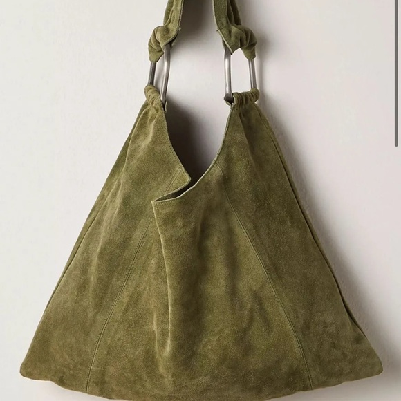 Free People Bobbi Slouch Olive Suede Hobo Bag - Picture 1 of 3
